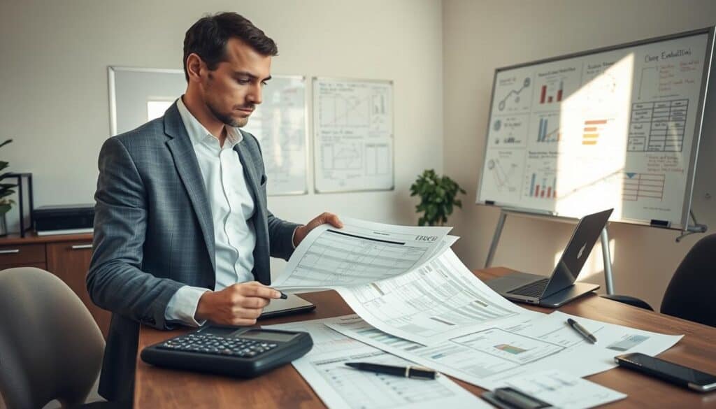 A focused office setting depicting a professional working on damage assessment. In the foreground, a well-dressed individual with a notepad and a laptop evaluates a large, detailed damage report. The middle layer features a table with calculators, charts, and documents illustrating different aspects of damage evaluation. The background showcases a whiteboard filled with diagrams and notes about damage verification processes, ensuring an organized, academic atmosphere. Soft, natural lighting enters through a nearby window, creating a warm, inviting ambiance. The overall mood is serious and analytical, reflecting the meticulous nature of assessing the credibility of damage evaluations without any distractions or clutter. A focused office setting depicting a professional working on damage assessment. In the foreground, a well-dressed individual with a notepad and a laptop evaluates a large, detailed damage report. The middle layer features a table with calculators, charts, and documents illustrating different aspects of damage evaluation. The background showcases a whiteboard filled with diagrams and notes about damage verification processes, ensuring an organized, academic atmosphere. Soft, natural lighting enters through a nearby window, creating a warm, inviting ambiance. The overall mood is serious and analytical, reflecting the meticulous nature of assessing the credibility of damage evaluations without any distractions or clutter.