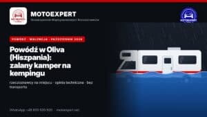 Powódź w Oliva (Hiszpania) – rzeczoznawcy MOTOEXPERT na kempingu, zalany kamper